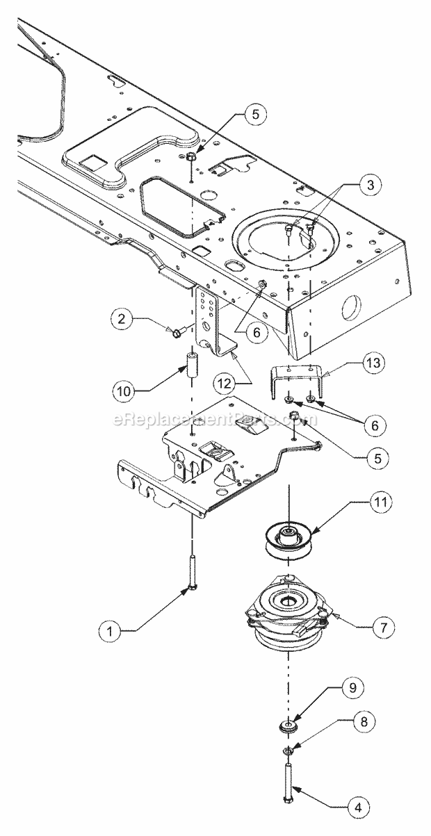 Power Take-Off (Pto) System Diagram and Parts List for 1525 13A-221F100 Cub Cadet Lawn Tractor